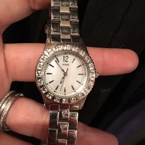 Guess Watch With Crystals and Mother of Pearl Face